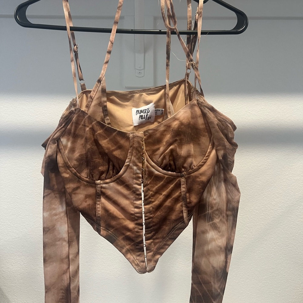 Princess Polly Brown Tie-Dye Crop Top